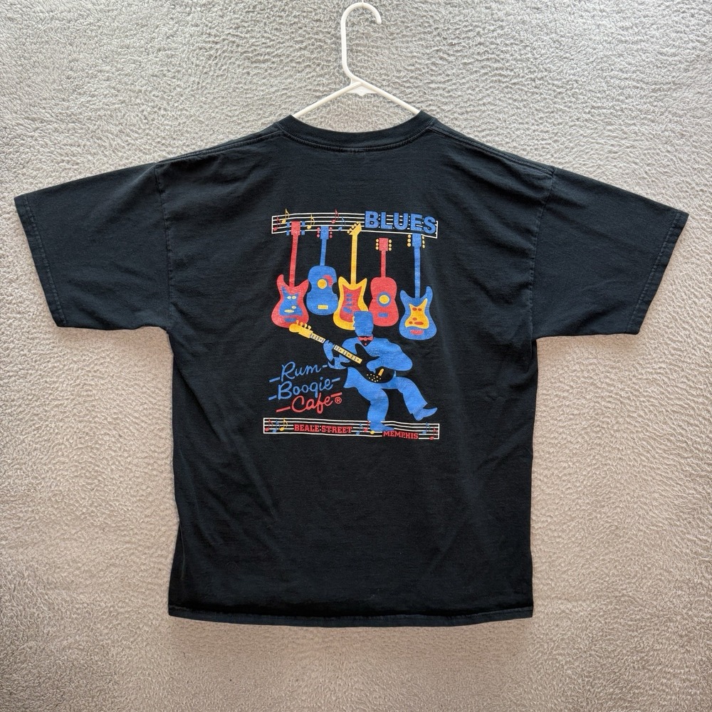 Vintage Gildan Shirt Adult XL Black Beale Street Memphis Tennessee Blues Y2K
